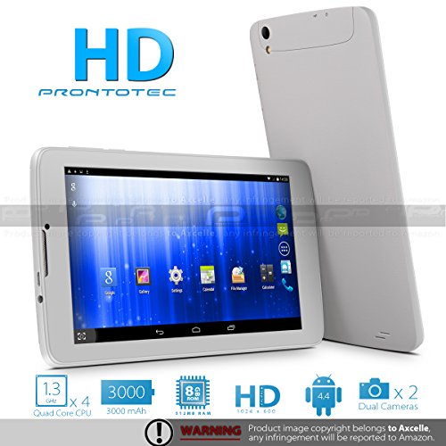 ProntoTec 7 Quad Core Dual SIM Unlocked PhoneTab K2 Android 4.2 Tablet PC, Dual Camera, HD 1024x600, 1 8GB, Google Play Pre-load, 3G WI-FI Supported (White)
