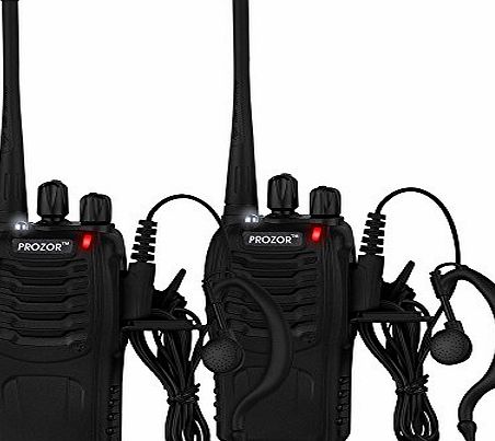 Prosteruk 2 PCS Rechargeable Walkie Talkies Long Range - 2 Way UHF Radio Police Headset Headphone Built in LED