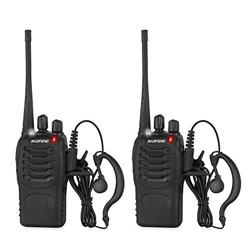 Prosteruk 2 PCS UHF Radios Long Range Twin Walkie Talkies BF 888S with Earphone - 2 Way 16 Channel Rechargeable Battery for security Guard Field Survival Biking Hiking etc