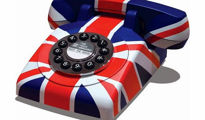 Protelx Classic Retro Push Button Corded Telephone - Union Jack