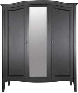 3 Door Mirrored Wardrobe - Black