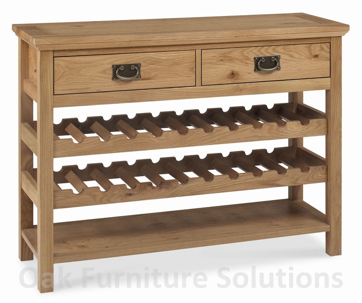 Provence Oak Console Table with Wine Rack