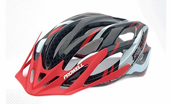 Prowell 55R Phoneix cycle helmet (Red Black, Medium)