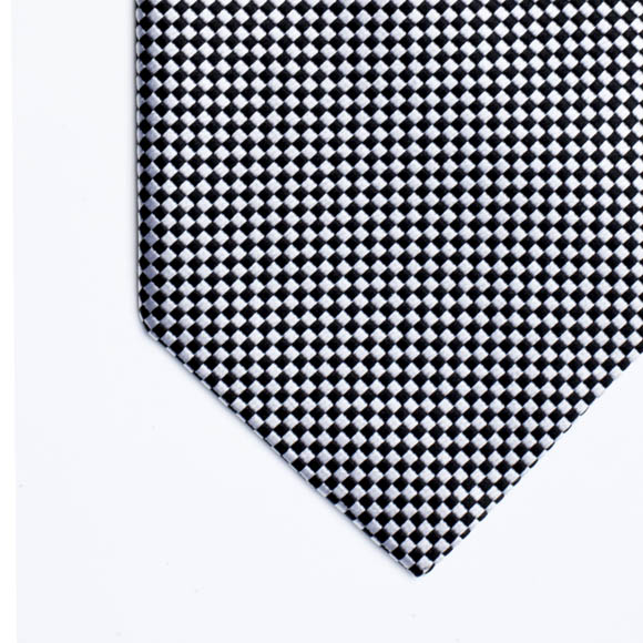 Prowse and Hargood Black & White Dice Woven Silk Tie