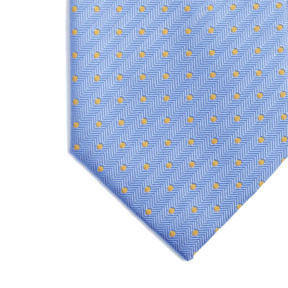 Prowse and Hargood Blue & Gold Kennford Spot Woven Silk Tie