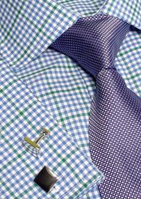 Prowse and Hargood Blue & Green Block Check Shirt