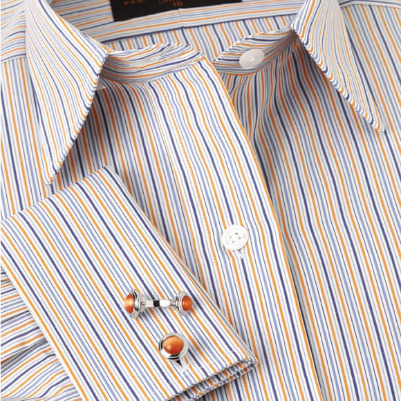 Prowse and Hargood Blue & Orange Stripe Classic Shirt