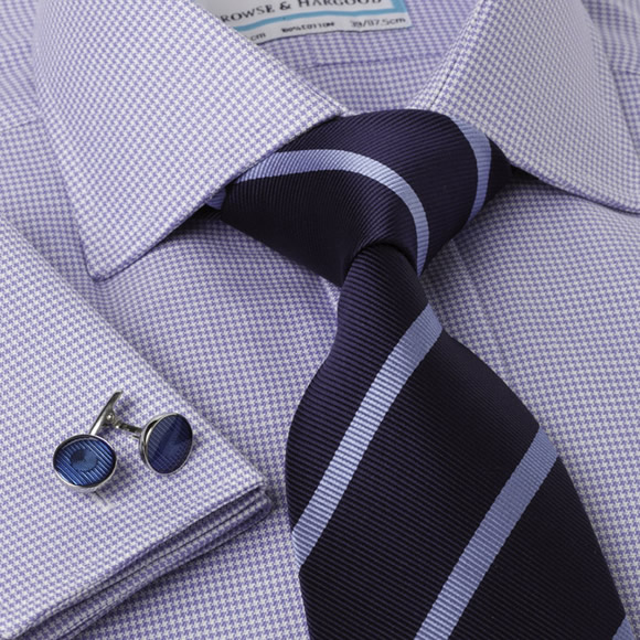 Blue Dogtooth Luxury Twill Check Shirt