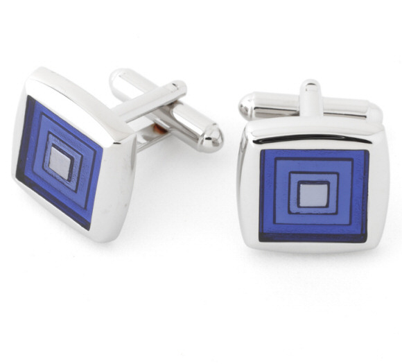 Prowse and Hargood Blue Flaunden Square Cufflinks