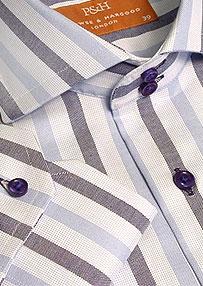 Prowse and Hargood Blue Stripe Luxury Oxford Fitted Shirt