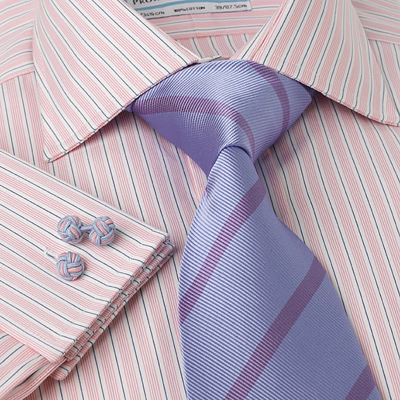 Prowse and Hargood Brockhampton Pink & Navy Stripe Shirt