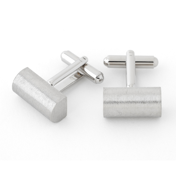 Prowse and Hargood Brushed Metal Cylinder Cufflinks