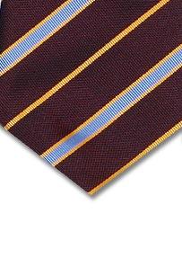 Prowse and Hargood Burgundy & Gold Stripe Handmade Woven Tie