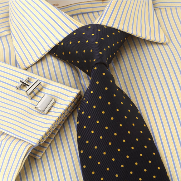 Prowse and Hargood Gold & Blue St. Ives Stripe Shirt