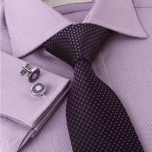 Prowse and Hargood Lilac Beaufort Dogtooth Shirt