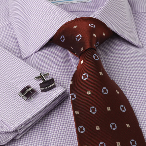 Lilac Dogtooth Luxury Twill Check Shirt