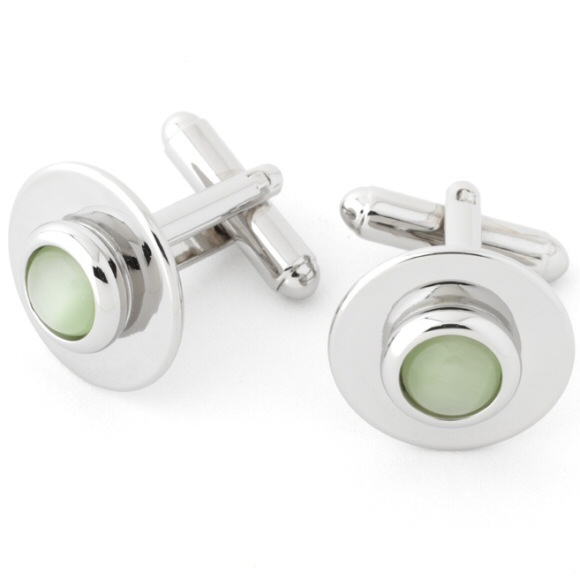 Prowse and Hargood Lime Ivy Circle Cufflinks