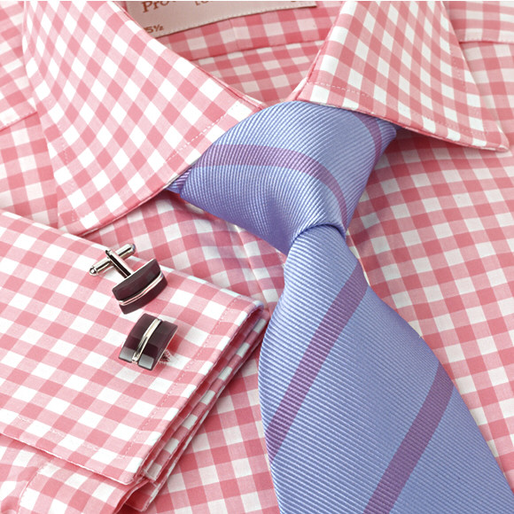 Prowse and Hargood Pink Block Gingham Check Shirt