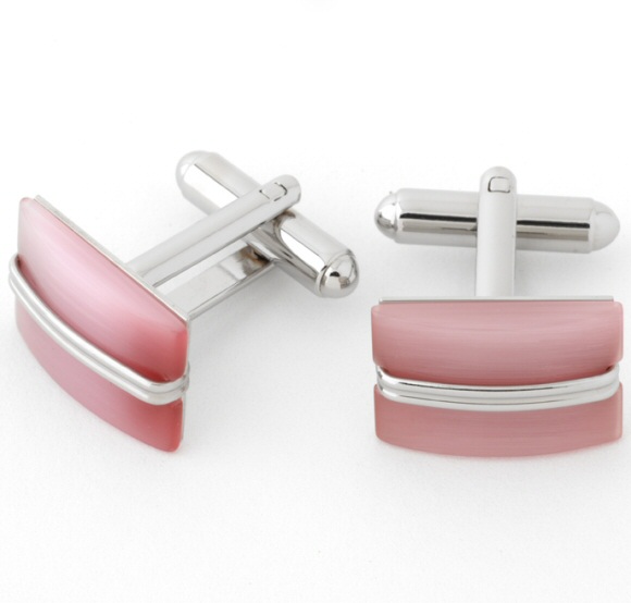 Prowse and Hargood Pink Cats Eyes Cufflinks