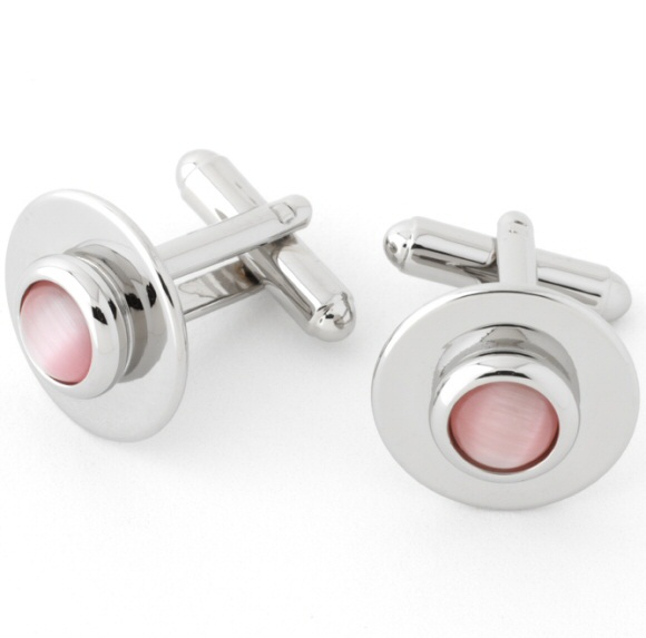 Prowse and Hargood Pink Ivy Circle Cufflinks