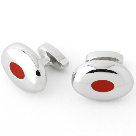 Prowse and Hargood Red Carthorpe Oval Cufflinks