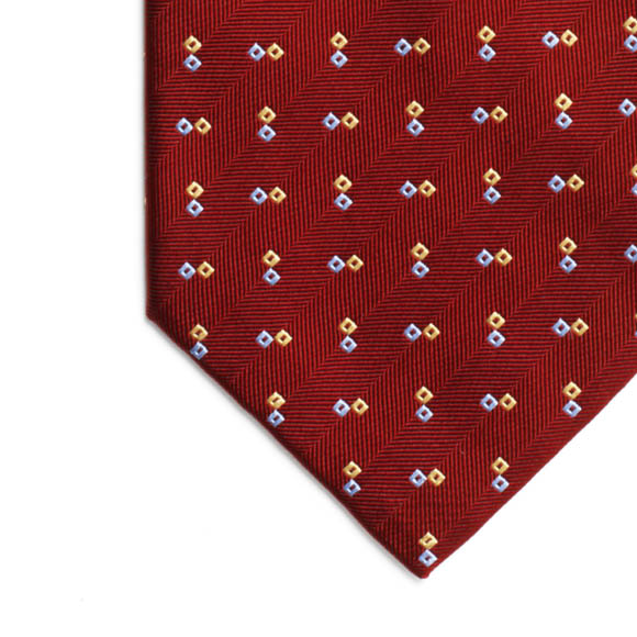Red Farleigh Squares Woven Silk Tie