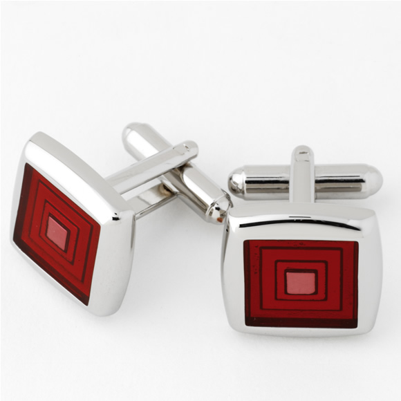 Prowse and Hargood Red Flaunden Square Cufflinks