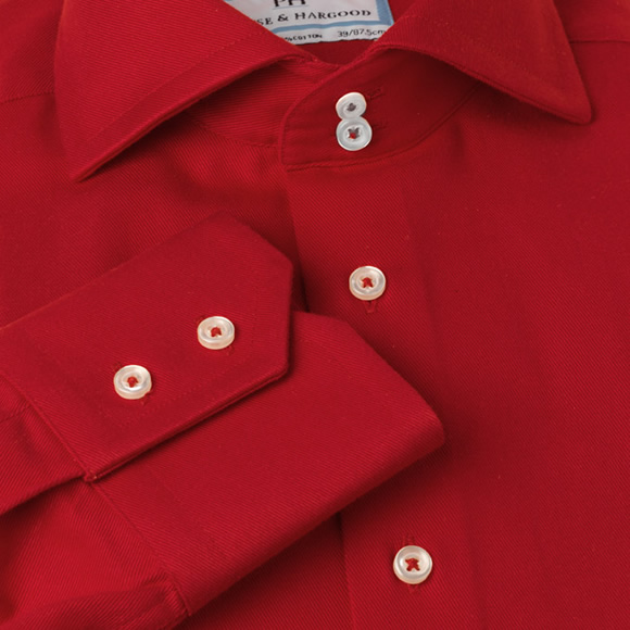 Prowse and Hargood Red Twill Fitted Shirt