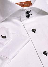 White Herringbone Fitted Shirt