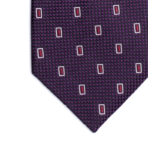 Prowse and Hargood Wine & Lilac Motif Woven Silk Tie