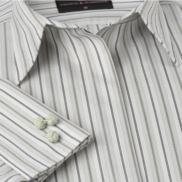 Womens Olive Stripe Fitted Shirt