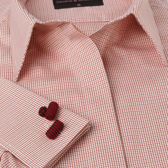 Womens Red & Brown Fitted Check Shirt