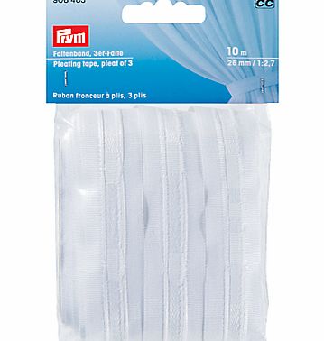 Prym 26mm Pleating Tape, Pleat of 3, 10m, White