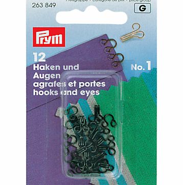 Prym Brass Hooks And Eyes, Black