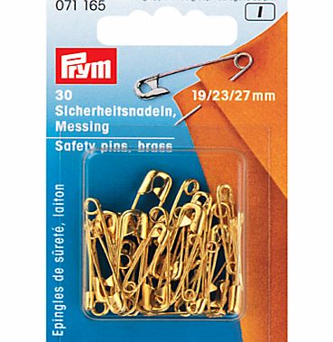 Prym Brass Safety Pins, Assorted Sizes, Pack of