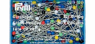 Prym Glass Headed Pins, Various Colours, Pack of