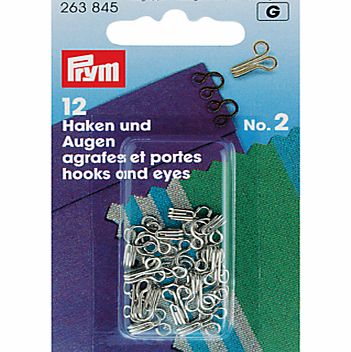 Prym Hooks and Eyes, Pack of 12