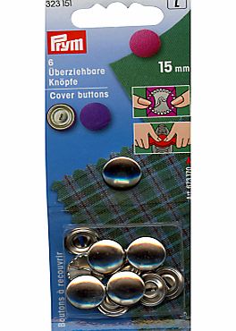 Prym Metal Cover Buttons, 15mm, Pack of 6