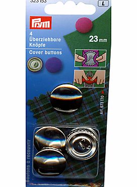 Prym Metal Cover Buttons, 23mm, Pack of 4