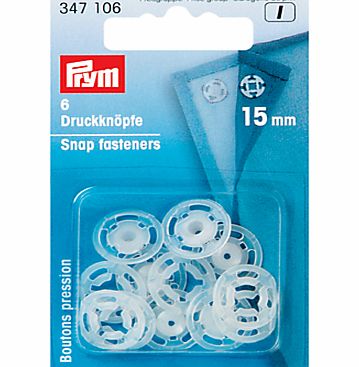 Prym Sew-On Snap Fasteners, 15mm, Pack of 6