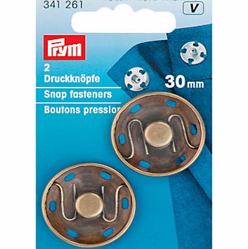 Prym Sew-On Snap Fasteners, 30mm, Pack of 2,