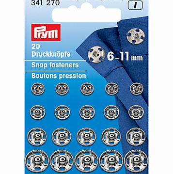 Prym Sew-On Snap Fasteners, Various Sizes