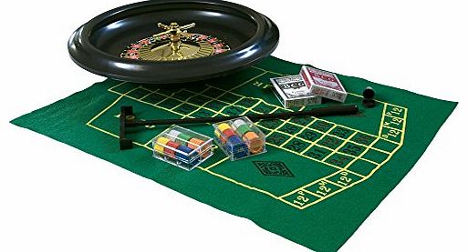 16`` - 40cm Roulette Set Home Casino Experience Rack Black Jack Felt Playing Cards 120 Plastic Chips