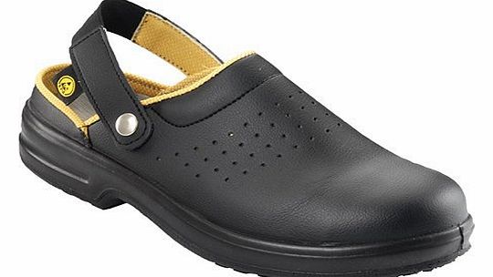 PSF ESD Safety Footwear Unisex Black Safety Clogs With Steel Toe Caps (UK 6)