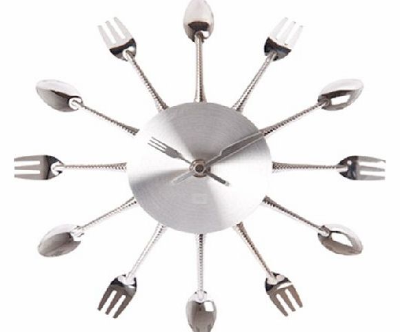 PT  Wall Clock Silverware Cutlery Mini, Steel
