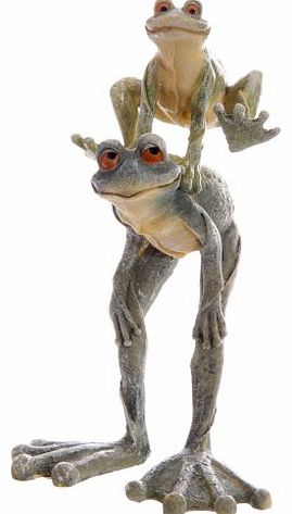 GARDEN ORNAMENT - Cute Pair of FATHER & SON FROGS playing LEAP FROG - Ideal Pond Statue.