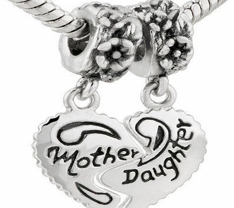 Pugster Heart Mother Daughter Love Family Charms Sale Silver Plated For Pandora/Troll/Chamilia Beads Bracelet