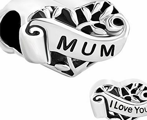 Pugster Mum I Love You Heart Mother Family Filigree Charms Sale Cheap Jewellery Bead fit Pandora Bracelet