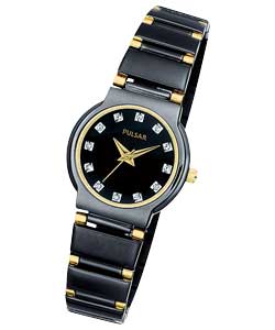 Ladies Black Bracelet Swarovski Dial Watch