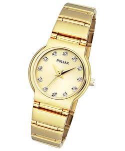 Ladies Gold Plated Bracelet Swarovski Dial Watch